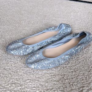 J Crew ✨ Glitter ✨ Silver Ballet Flats